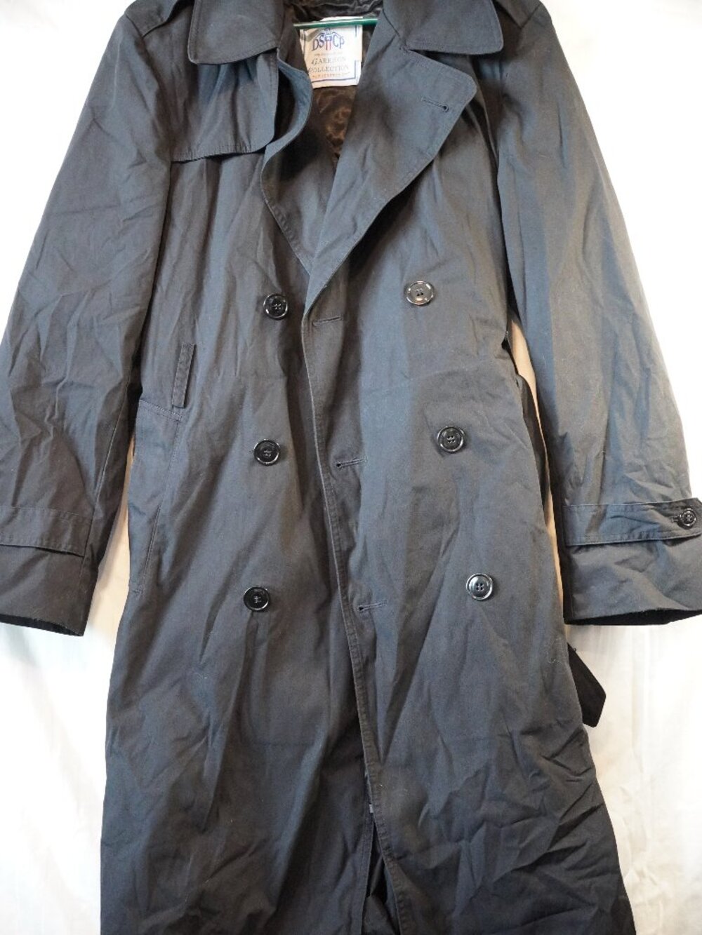 US Military Issue Trench Coat Black All Weather Garrison Belted Rain Jacket 38R